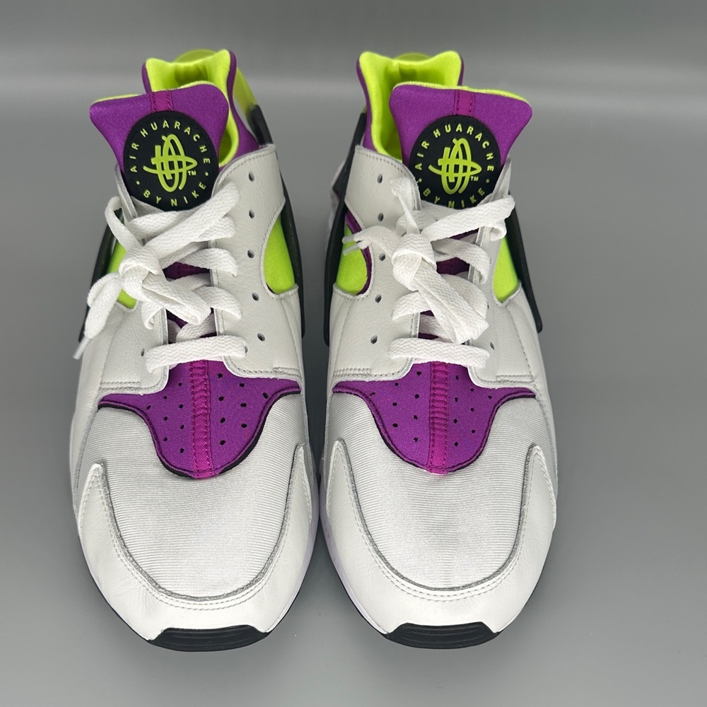 Nike Men’s Huarache Run Sneakers White Purple Neon Green